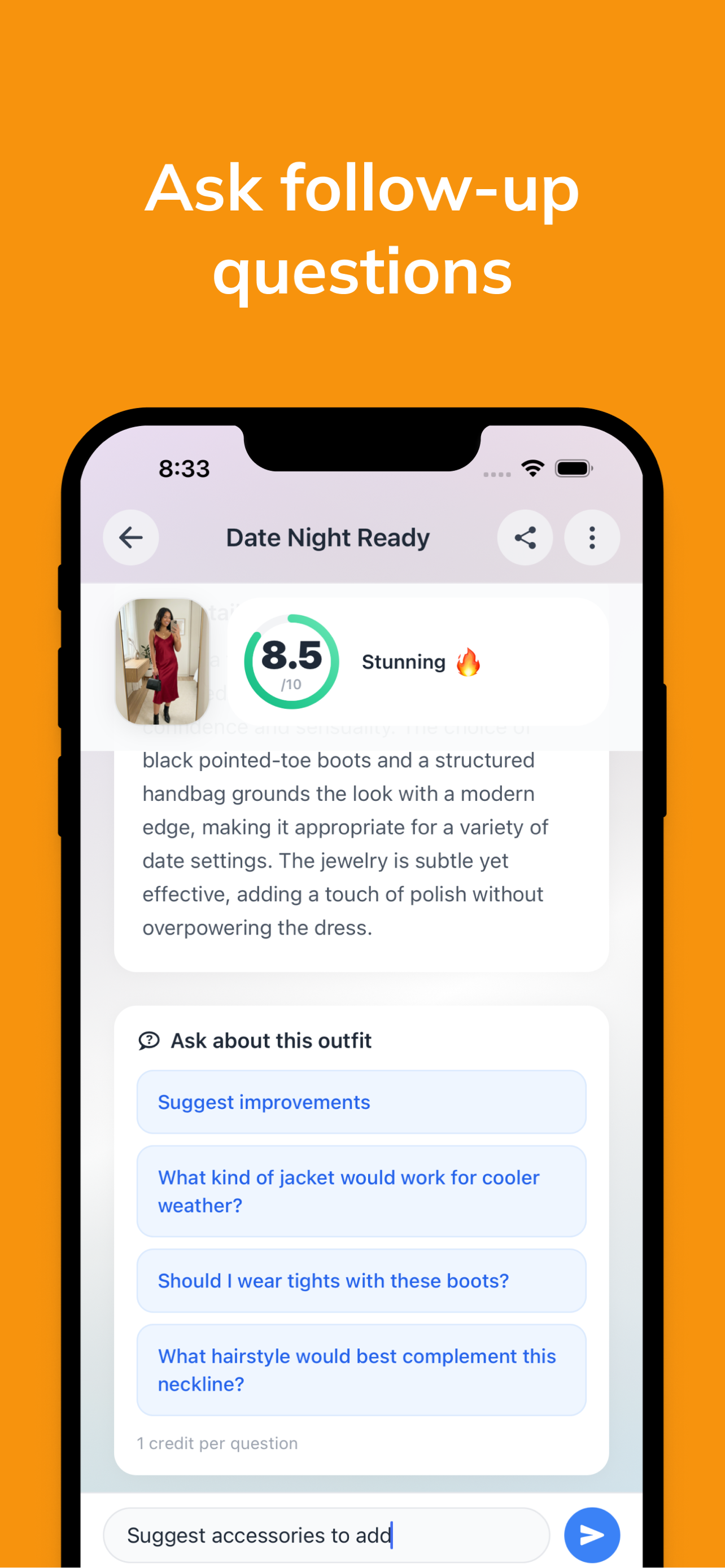 Follow-up question chat interface